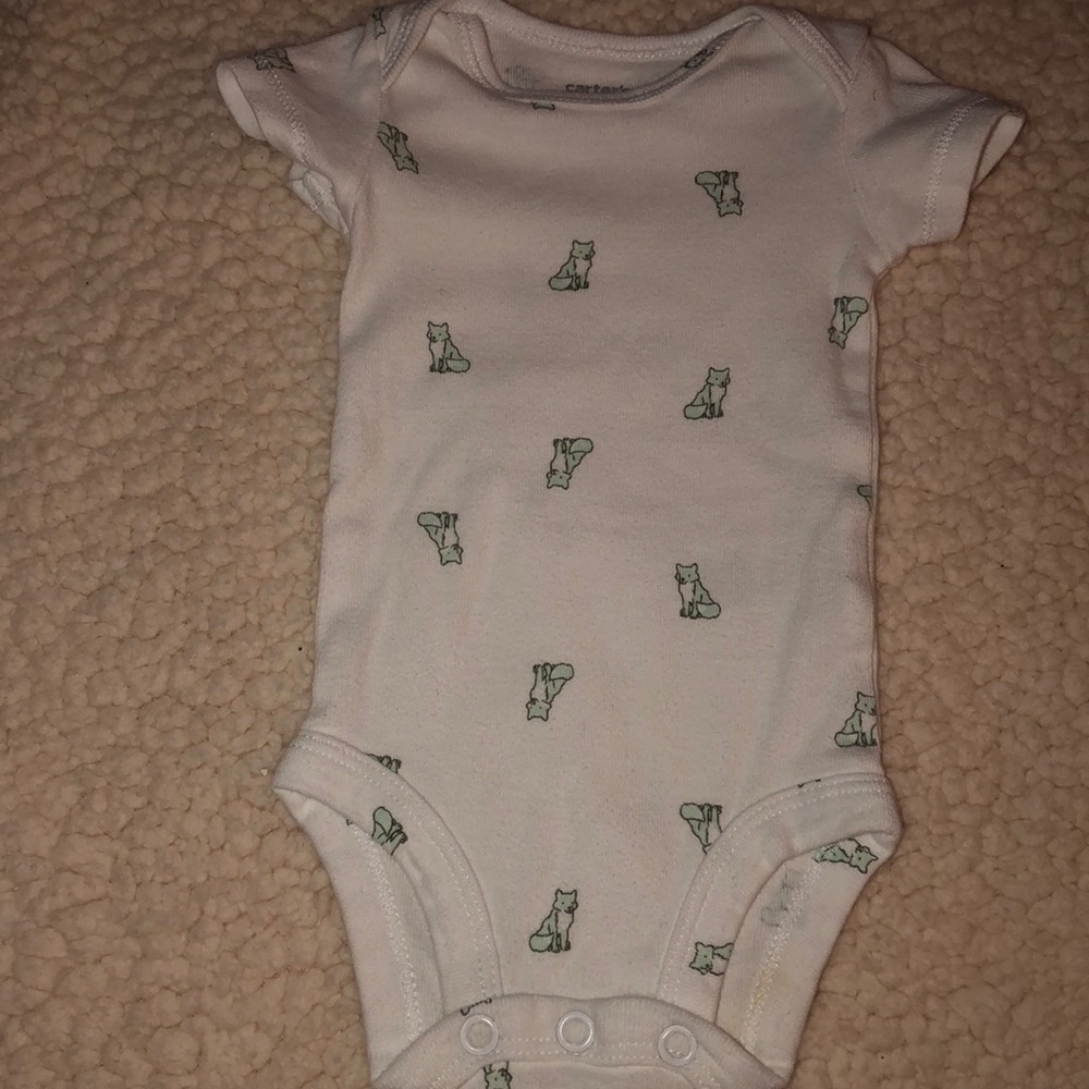 Newborn white onsie with foxes